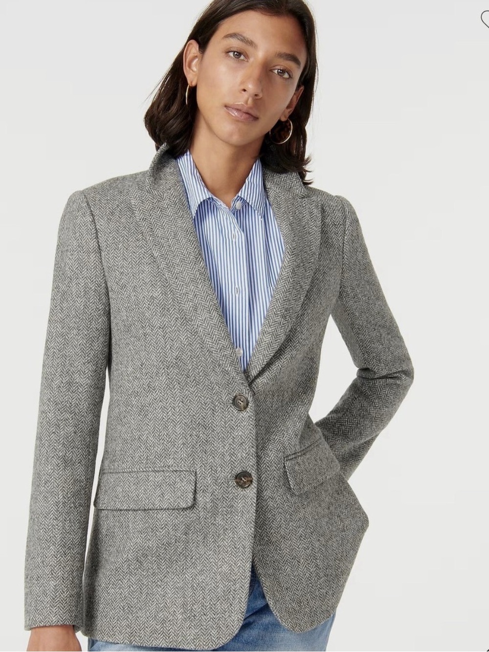 J Crew Somerset Blazer Jacket Womens Gray Graphite Herringbone Wool English - Sz - Picture 3 of 10